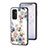 Coque Contour Silicone et Vitre Fleurs Miroir Etui Housse S01 pour Samsung Galaxy M13 4G Blanc