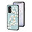 Coque Contour Silicone et Vitre Fleurs Miroir Etui Housse S01 pour Samsung Galaxy M13 4G Cyan