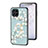 Coque Contour Silicone et Vitre Fleurs Miroir Etui Housse S01 pour Samsung Galaxy M53 5G Cyan