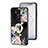 Coque Contour Silicone et Vitre Fleurs Miroir Etui Housse S01 pour Vivo iQOO 11 5G Noir