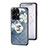 Coque Contour Silicone et Vitre Fleurs Miroir Etui Housse S01 pour Vivo iQOO Z6 Lite 5G Bleu