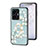 Coque Contour Silicone et Vitre Fleurs Miroir Etui Housse S01 pour Vivo iQOO Z6 Lite 5G Cyan