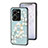 Coque Contour Silicone et Vitre Fleurs Miroir Etui Housse S01 pour Vivo V25 5G Cyan