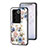 Coque Contour Silicone et Vitre Fleurs Miroir Etui Housse S01 pour Vivo V27 5G Blanc