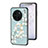 Coque Contour Silicone et Vitre Fleurs Miroir Etui Housse S01 pour Vivo X90 Pro 5G Cyan