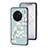 Coque Contour Silicone et Vitre Fleurs Miroir Etui Housse S01 pour Vivo X90 Pro+ Plus 5G Cyan