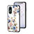 Coque Contour Silicone et Vitre Fleurs Miroir Etui Housse S01 pour Vivo Y02S Blanc