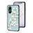 Coque Contour Silicone et Vitre Fleurs Miroir Etui Housse S01 pour Vivo Y02S Cyan