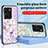 Coque Contour Silicone et Vitre Fleurs Miroir Etui Housse S01 pour Vivo Y35 4G Petit