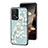 Coque Contour Silicone et Vitre Fleurs Miroir Etui Housse S01 pour Xiaomi Poco F5 5G Cyan