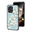 Coque Contour Silicone et Vitre Fleurs Miroir Etui Housse S01 pour Xiaomi Redmi 12 4G Cyan