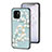 Coque Contour Silicone et Vitre Fleurs Miroir Etui Housse S01 pour Xiaomi Redmi A1 Plus Cyan