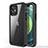 Coque Contour Silicone et Vitre Transparente Miroir 360 Degres pour Apple iPhone 12 Mini Noir Petit