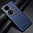 Coque Fibre de Carbone Housse Etui Luxe Serge pour Huawei P50 Pro Bleu