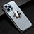 Coque Luxe Aluminum Metal Housse et Bumper Silicone Etui avec Mag-Safe Magnetic Magnetique JL2 pour Apple iPhone 13 Pro Bleu