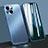 Coque Luxe Aluminum Metal Housse Etui M09 pour Apple iPhone 13 Mini Bleu