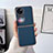 Coque Luxe Cuir et Plastique Housse Etui Mat B01H pour Huawei P60 Pocket Bleu
