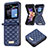 Coque Luxe Cuir et Plastique Housse Etui Mat BF5 pour Samsung Galaxy Z Flip5 5G Bleu