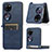 Coque Luxe Cuir et Plastique Housse Etui Mat BY3 pour Huawei P60 Pocket Bleu