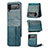 Coque Luxe Cuir et Plastique Housse Etui Mat H03 pour Samsung Galaxy Z Flip3 5G Bleu