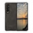 Coque Luxe Cuir et Plastique Housse Etui Mat R02 pour Samsung Galaxy Z Fold3 5G Noir