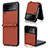 Coque Luxe Cuir et Plastique Housse Etui Mat R08 pour Samsung Galaxy Z Flip3 5G Marron