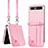 Coque Luxe Cuir et Plastique Housse Etui Mat S04D pour Samsung Galaxy Z Flip5 5G Or Rose