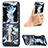 Coque Luxe Cuir et Plastique Housse Etui Mat S08D pour Samsung Galaxy Z Flip5 5G Bleu