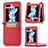 Coque Luxe Cuir et Plastique Housse Etui Mat SD3 pour Samsung Galaxy Z Flip5 5G Rouge