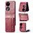 Coque Luxe Cuir et Plastique Housse Etui Mat SD4 pour Huawei P60 Pocket Rouge
