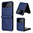 Coque Luxe Cuir et Plastique Housse Etui Mat T02 pour Samsung Galaxy Z Flip4 5G Bleu