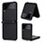 Coque Luxe Cuir et Plastique Housse Etui Mat T02 pour Samsung Galaxy Z Flip4 5G Noir