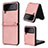 Coque Luxe Cuir et Plastique Housse Etui Mat T02 pour Samsung Galaxy Z Flip4 5G Or Rose