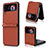 Coque Luxe Cuir et Plastique Housse Etui Mat T07 pour Samsung Galaxy Z Flip4 5G Marron