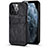 Coque Luxe Cuir Housse Etui A14 pour Apple iPhone 13 Pro Noir