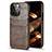 Coque Luxe Cuir Housse Etui A14 pour Apple iPhone 14 Pro Marron