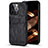 Coque Luxe Cuir Housse Etui A14 pour Apple iPhone 14 Pro Max Noir