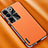 Coque Luxe Cuir Housse Etui AT2 pour Vivo V27 5G Orange