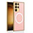 Coque Luxe Cuir Housse Etui avec Mag-Safe Magnetic Magnetique AC1 pour Samsung Galaxy S22 Ultra 5G Rose