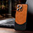 Coque Luxe Cuir Housse Etui avec Mag-Safe Magnetic Magnetique LD4 pour Apple iPhone 14 Pro Orange