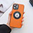 Coque Luxe Cuir Housse Etui avec Mag-Safe Magnetic Magnetique QC3 pour Apple iPhone 14 Pro Max Orange