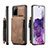 Coque Luxe Cuir Housse Etui C01S pour Samsung Galaxy S20 Plus Brun Clair