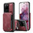 Coque Luxe Cuir Housse Etui C01S pour Samsung Galaxy S20 Ultra 5G Rouge