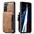 Coque Luxe Cuir Housse Etui C01S pour Samsung Galaxy S21 5G Brun Clair