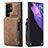 Coque Luxe Cuir Housse Etui C01S pour Samsung Galaxy S22 Ultra 5G Brun Clair