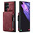 Coque Luxe Cuir Housse Etui C01S pour Samsung Galaxy S22 Ultra 5G Rouge