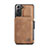 Coque Luxe Cuir Housse Etui C02S pour Samsung Galaxy S21 5G Brun Clair