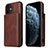 Coque Luxe Cuir Housse Etui R01 pour Apple iPhone 12 Marron