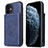 Coque Luxe Cuir Housse Etui R01 pour Apple iPhone 12 Mini Bleu