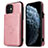 Coque Luxe Cuir Housse Etui R01 pour Apple iPhone 12 Mini Or Rose